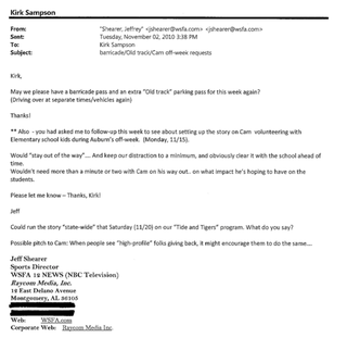 Illustration for article titled "Am I Sick? Are We All Sick?": Overwrought Things The Media Wrote To Auburn's PR Guy During Cam Newton's Wild 2010 Season